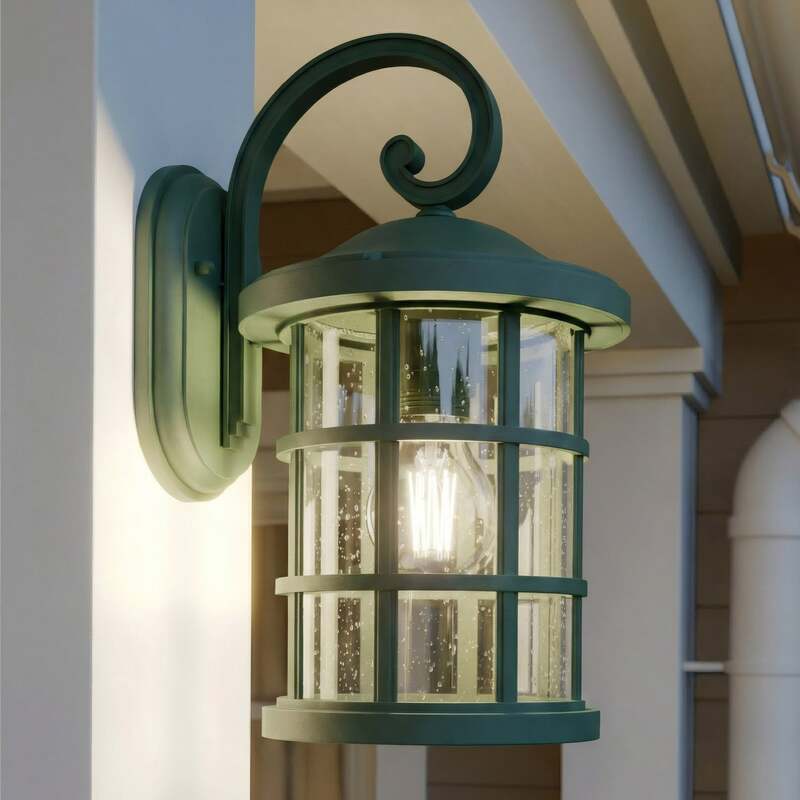 [neuwertig] B-ware Lindby Außenwandleuchte Außenlampe Ankea Grün Glas Kunststoff E27 Led Ip23