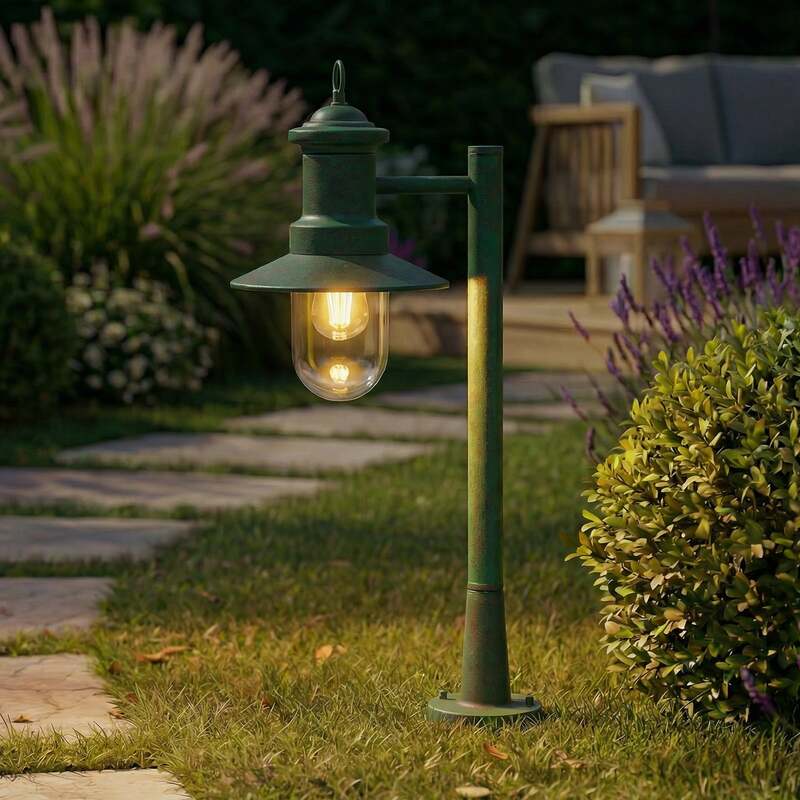 [neuwertig] B-ware Lindby Wegeleuchte Eloretta Led Gartenlampe Pollerleuchte Dimmbar Grün 60cm Ip44
