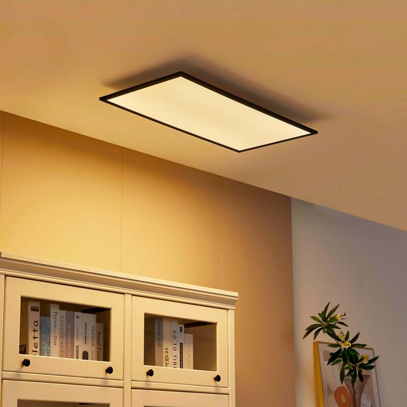 [neuwertig] B-ware Lindby Deckenleuchte Lamin Led Panel Cct Dimmbar Fernbedienung Schwarz 80x40cm