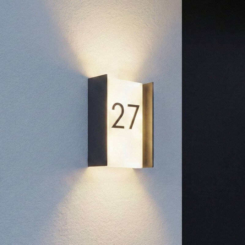 [neuwertig] B-ware Lindby Led Outdoor Wall Lamp Selqa, House Number, Anthracite, Ip65