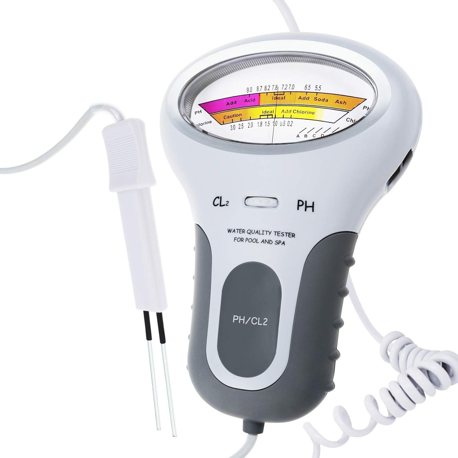 2-in-1 Wasserqualitätstester, Digitaler Ph- Und Chlortester, Tragbarer Cl2-tester Mit Großem Display Für Whirlpools (pc-102)
