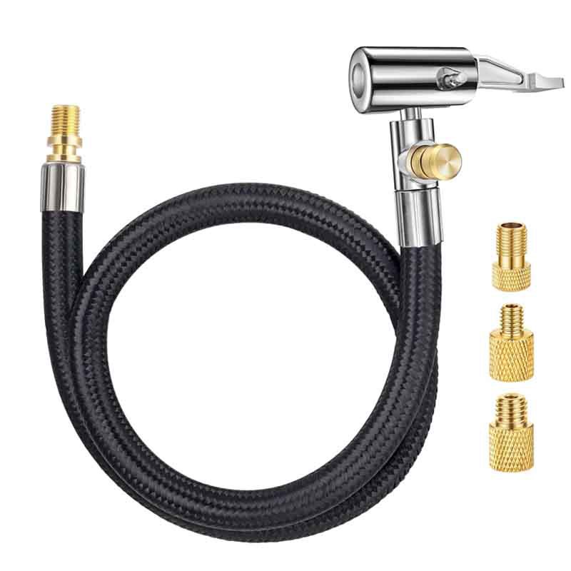 Reifenaufblasschlauchadapter, Arretierbares Luftanschlussstück Mit Verlängerungsschlauch, Ventiladapter Und Umrüstmuttern