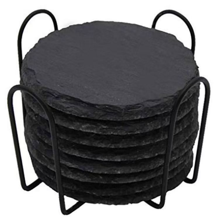 8er-set Schieferuntersetzer Mit Metallhalterung – 10 Cm Große Box Zum Schutz Des Tisches – Dekoration Für Zuhause, Küche Und Bar – Hochzeitsgeschenk