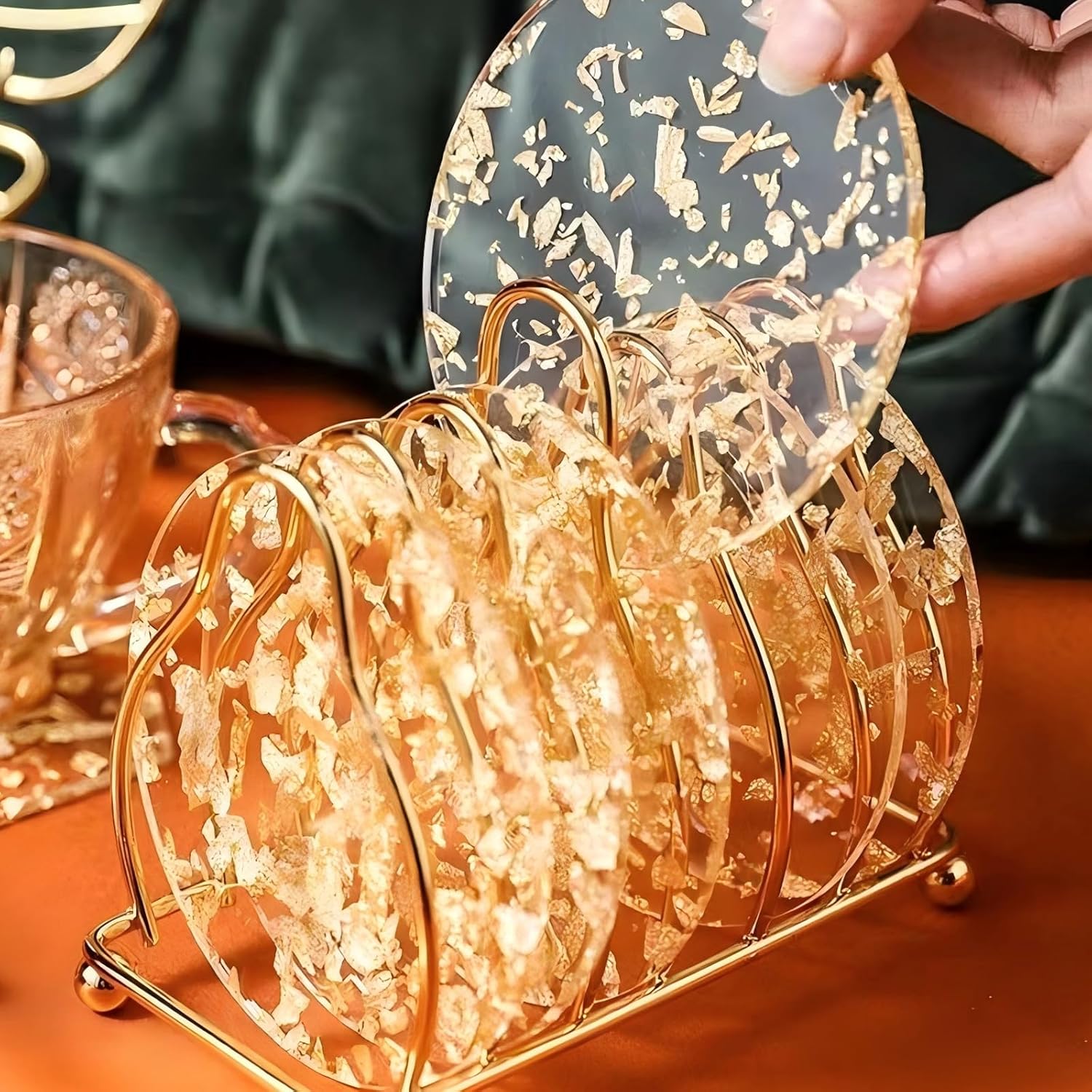 Untersetzer, 6 Stück, Transparente, Runde Untersetzer Aus Goldfolie, Kaffeetassenuntersetzer, Rutschfeste Becherunterlagen Für Bier- Und Teetassen