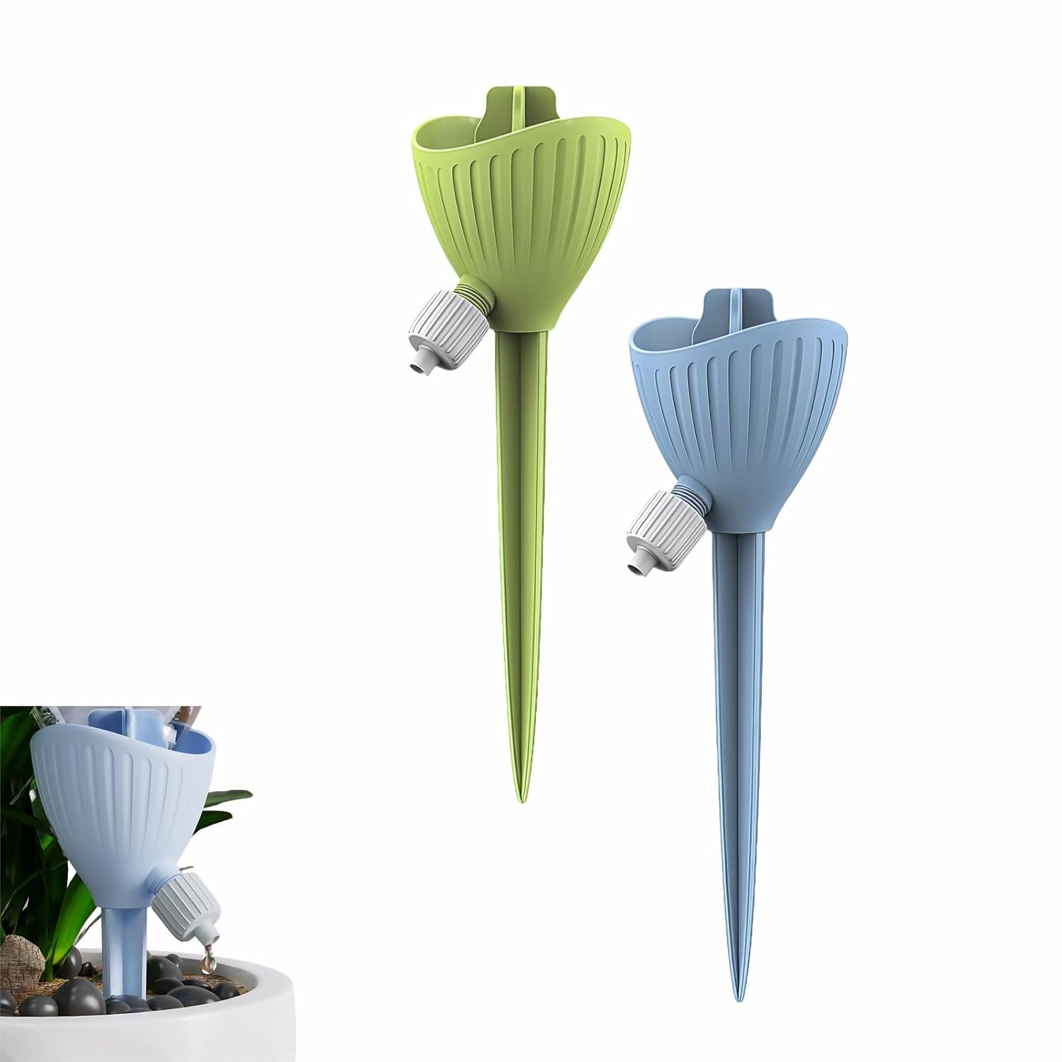 Set Mit 2 Automatischen Bewässerungsspitzen Für Pflanzen, Verstellbare Bewässerungsstäbe Mit Ventil, Automatisches Bewässerungssystem Für