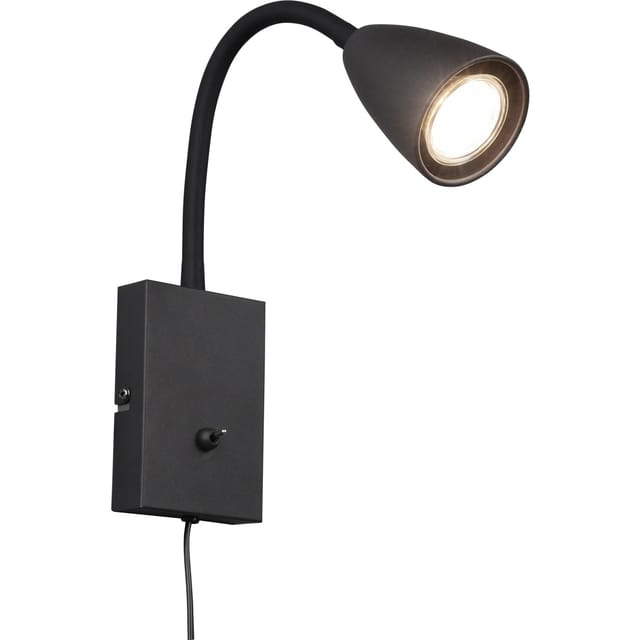 Flexible Leselampe wanda, Wandleuchte mit & ohne Stecker, Schwarz matt