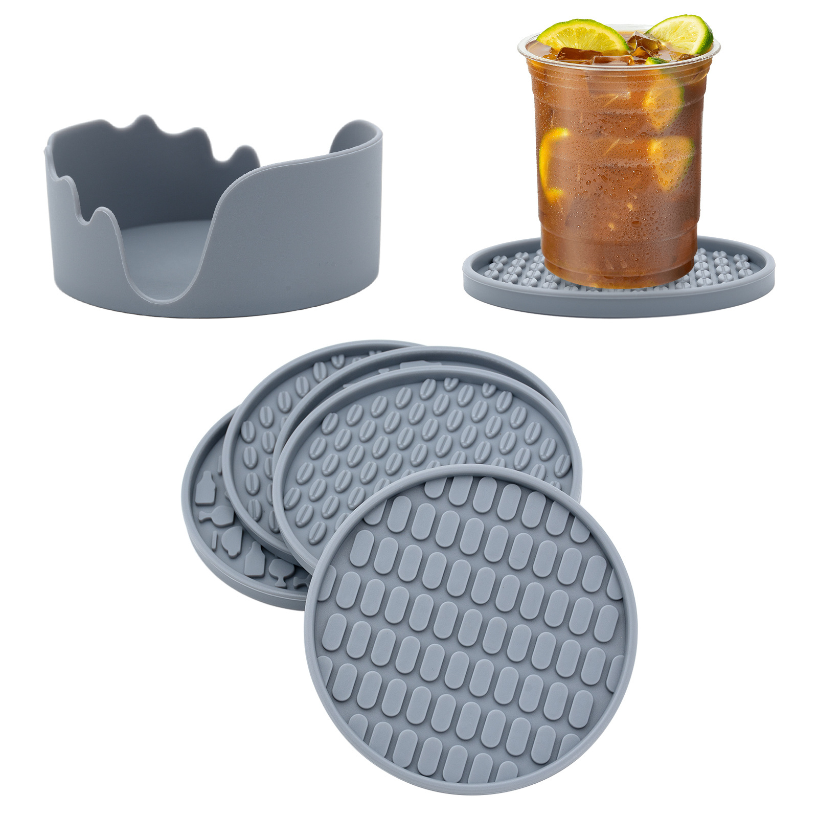 6er-set Silikonuntersetzer Mit Halter – Tief Gerillt, Saugfähig, Große 10 Cm Untersetzer Für Tassen – Perfekt