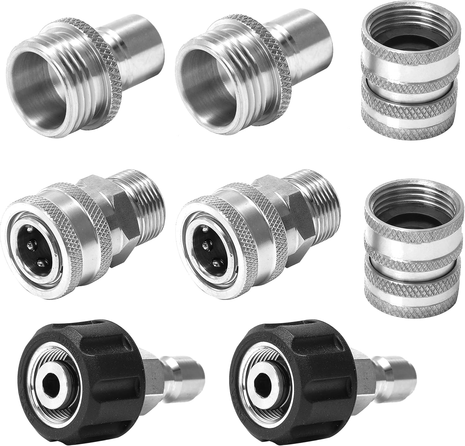 Set Mit 8 Hochdruckreiniger-adaptern, Schnellkupplungsset Aus Edelstahl, Drehbarer M22-auf-3/8"-schnellanschluss
