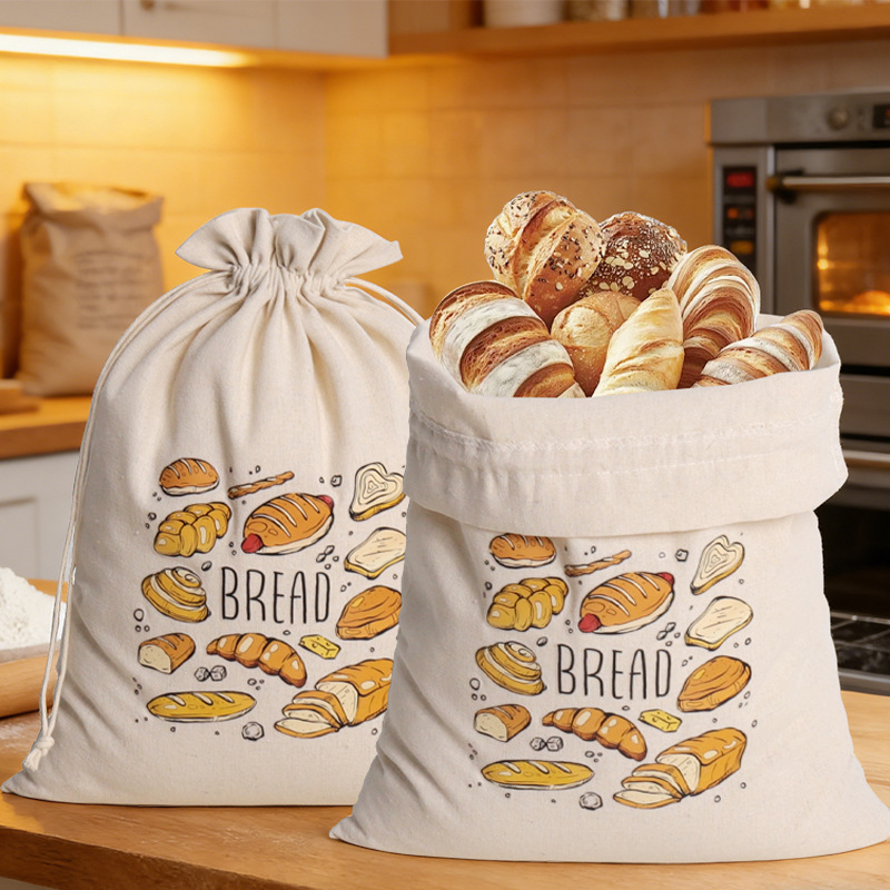 Set Mit 2 Brottaschen Für Selbstgebackenes Brot, Wiederverwendbare Aufbewahrung Aus Bio-baumwolle Für Sauerteigbrot Und Baguettes