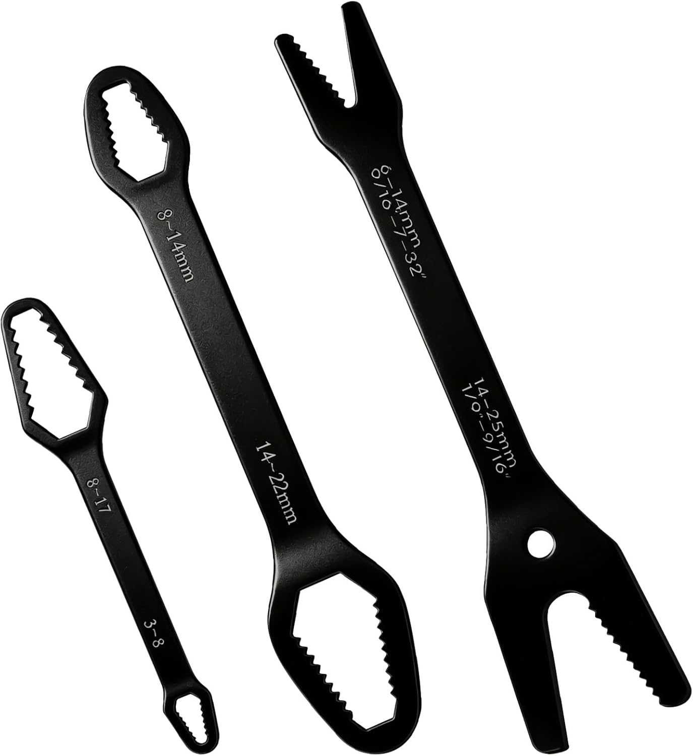 3-teiliger, Selbstjustierender Universalschlüsselsatz, Doppelköpfiger, Selbstspannender Multifunktionsschlüssel Für Autoreparaturen Und Heimwerkerarbeiten, 3 Mm-22 Mm (schwarz)