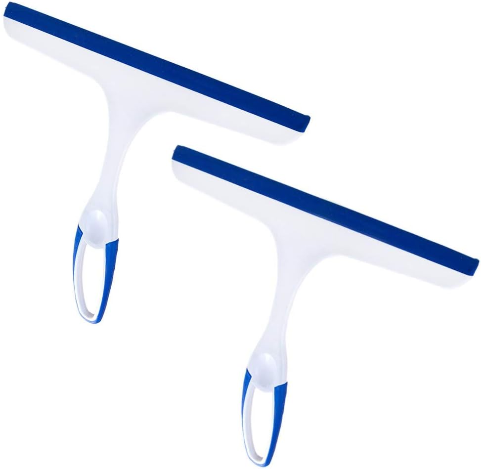 Set Mit 2 Fensterabziehern Mit Rutschfestem Griff, Wischer Für Küche, Haushalt, Auto, Badezimmer, Duschspiegel, Tpr-material, 24,5 X 22 Cm (2 Blaue)