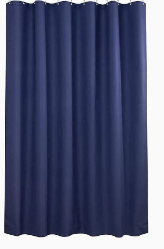 180 X 180 Cm Blauer, Waschbarer Duschvorhang Aus Stoff, Wasserdicht Und Schimmelresistent, Mit 12 Ringen