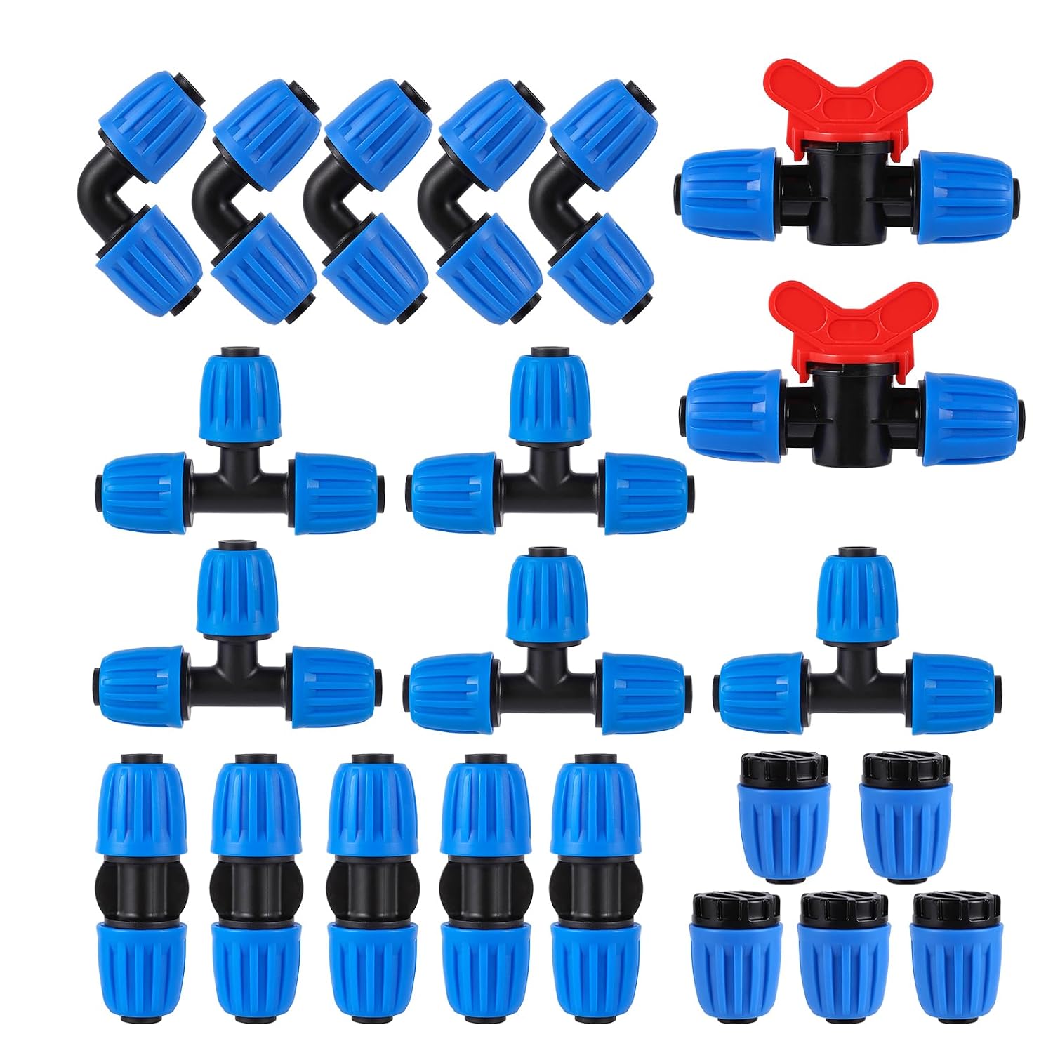 22-teiliges Tropfbewässerungs-anschlussset Für Blue Lock Gabelverschraubungen Für 1/2 Zoll 16 Mm Kartenhüllen
