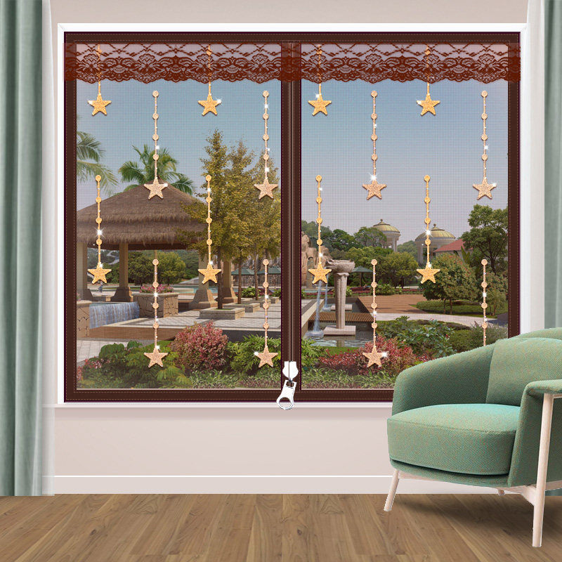 Selbstklebendes Fenstersicherheitsnetz Mit Reißverschluss, Fiberglas-moskitonetz (kaffeefarben, 150 X 120 Cm)