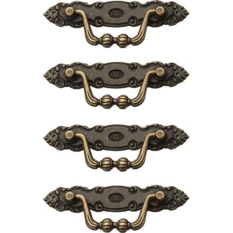 Set Aus 4 Klassischen Vintage-schubladengriffen Aus Zinklegierung In Bronzeoptik Mit 8 Schrauben Für Möbel