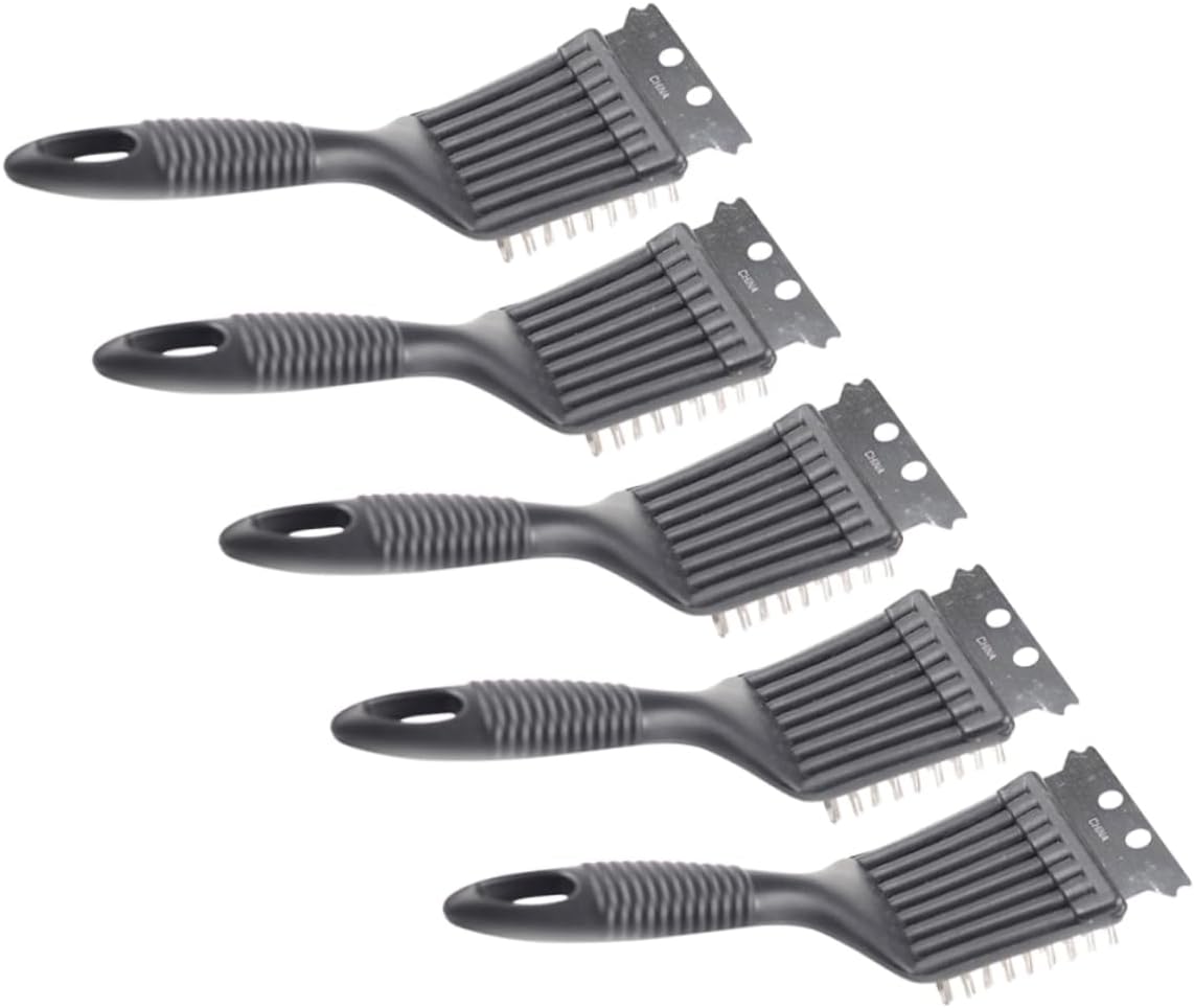 5-teiliges Grillreinigungsbürsten-set Aus Edelstahl Mit Kunststoffgriff, Multifunktionale Grillreinigungswerkzeuge
