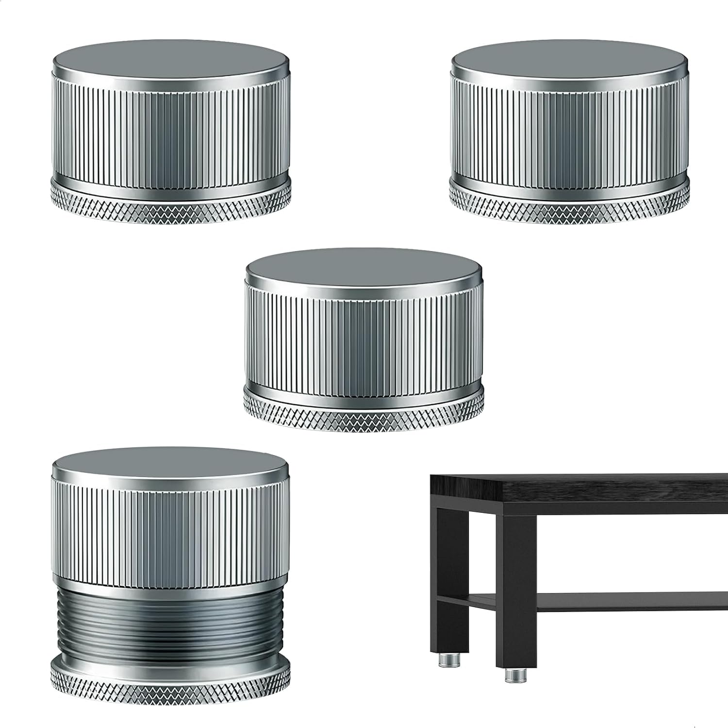 Möbelfüße, Höhenverstellbare Füße, Metall-möbelfüße, Höhenverstellbar Von 2,3 Bis 3,9 Cm, Möbelfüße, Couchtische, 4 Stück, Grau