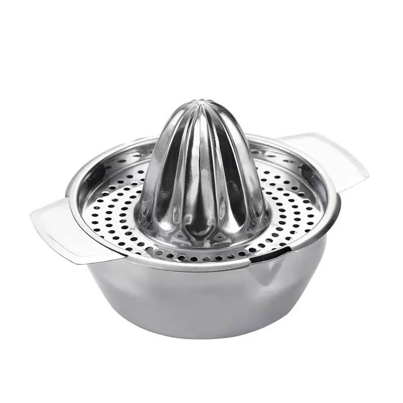 Zitruspresse Aus Edelstahl Mit Auffangschale – Mit Sieb Und Ausgießer – Silber – Für Zitronen, Limetten Und Orangen