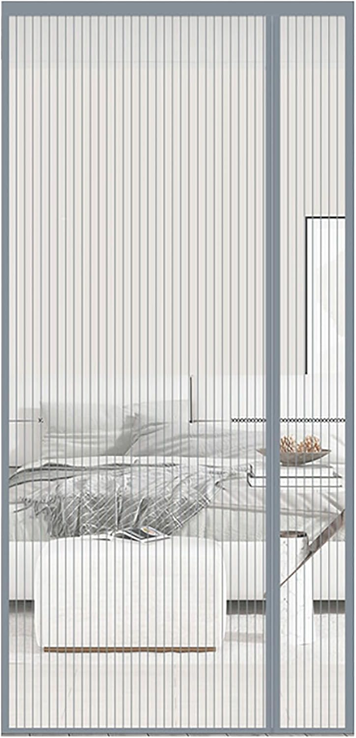 Magnetisches Moskitonetz Aus Fiberglas, Langlebig, Passend Für Türen Mit Den Maßen 90 X 205 Cm, Wendbar, Grau, Für Haustüren, Freihändig
