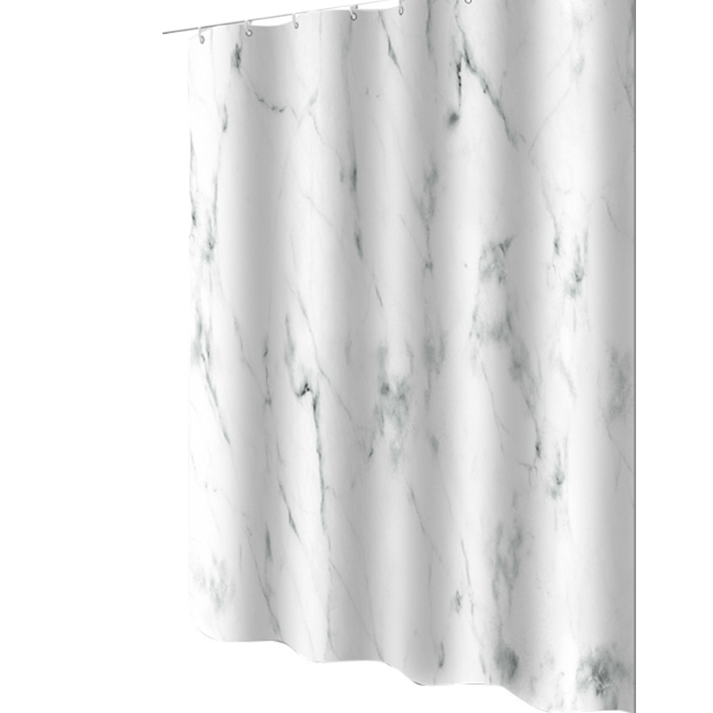 Duschvorhang, 100 X 180 Cm, Marmormuster, Schimmelresistent, Wasserdicht, Waschbar, Polyestergewebe, Mit 6 Ösen Und Duschvorhangringen, Für Badezimmer, Weiß Und Grau