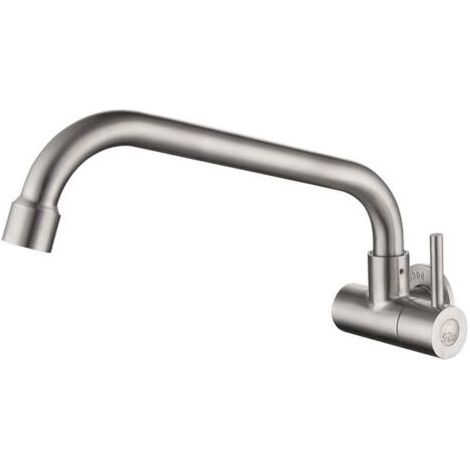 Paar Einzelne, Wandmontierte Kaltwasser-wischmoppköpfe Mit Verlängerter Länge Für Pools, Balkone Und Waschbecken, Mit Spritzschutz, 20 Cm, Silberfarben