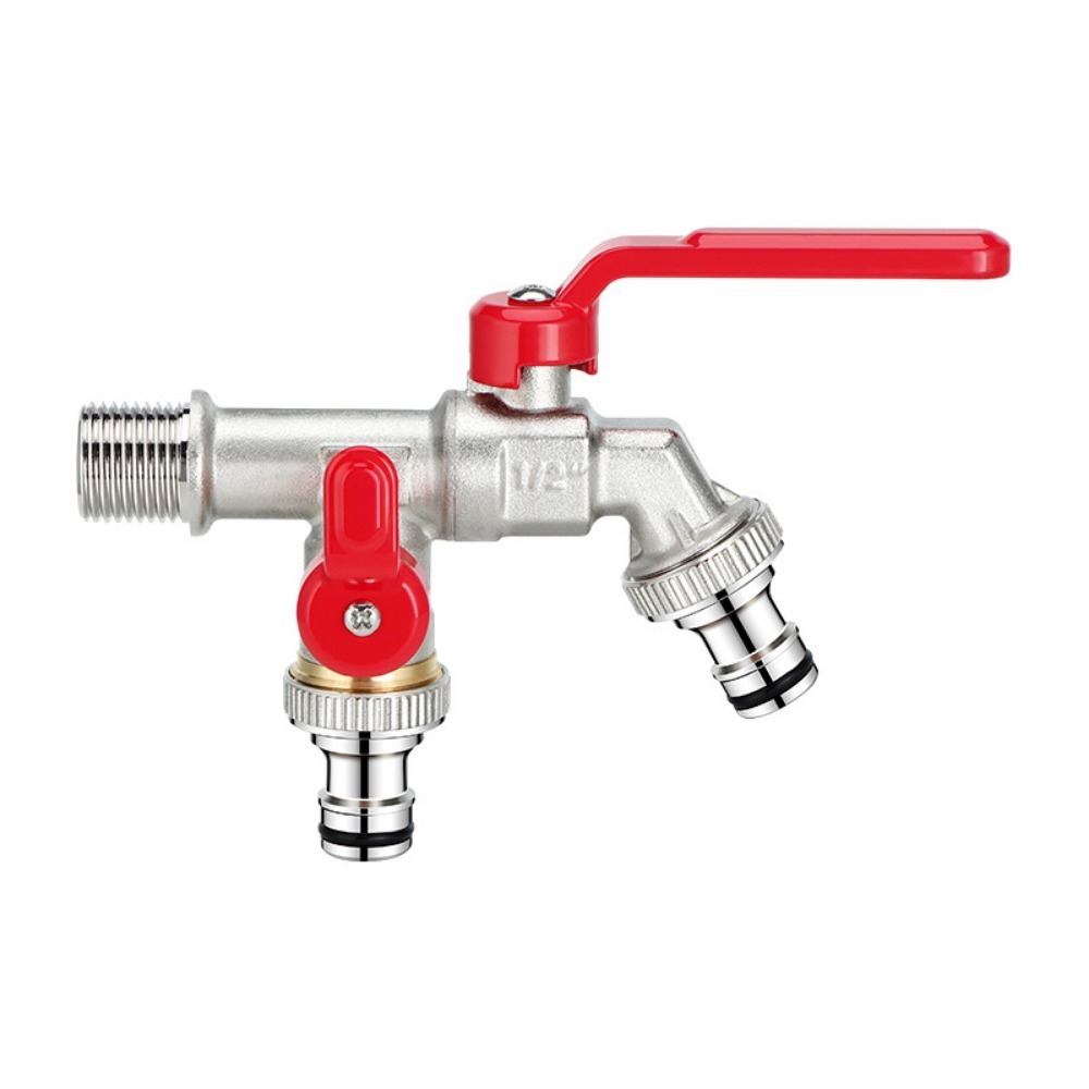 Doppelter Außenwasserhahn Aus Messing, 1/2 Zoll – 2 Unabhängige Auslässe – Frost- Und Korrosionsbeständig – Standard-gewindemontage