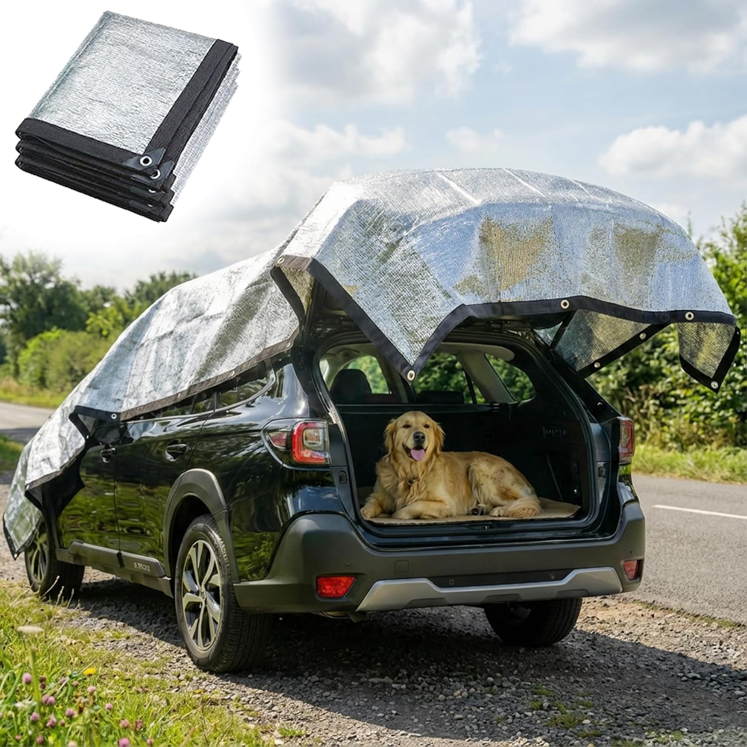 2x3m Aluminium-sonnenschutznetz, Sonnenschutznetz Für Autos, 95-99% Kühlung, Sonnenschutznetz Für Hunde, Sonnensegel