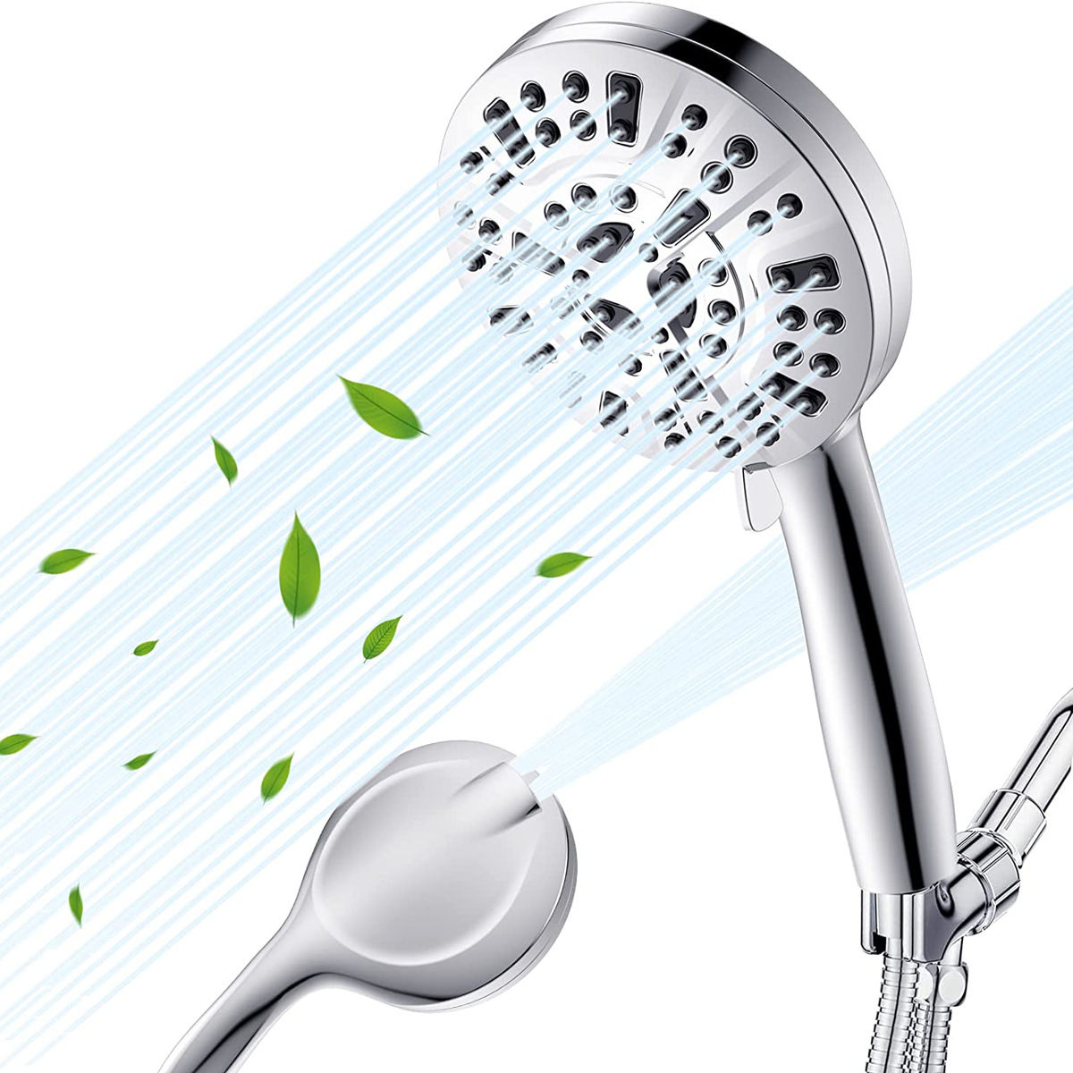 Duscharmatur + Flexibler 2-m-duschhahn, Duscharmatur Mit Tuyau, 9 Modi, Wassersparmodus Und Unterbrechungstaste
