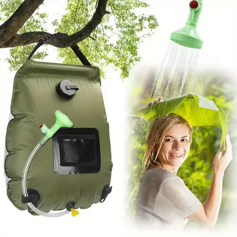 20-liter-solarduschsack Für Camping, Geeignet Für Temperaturen Bis Zu 45°c, Wandern Und Klettern (grün)