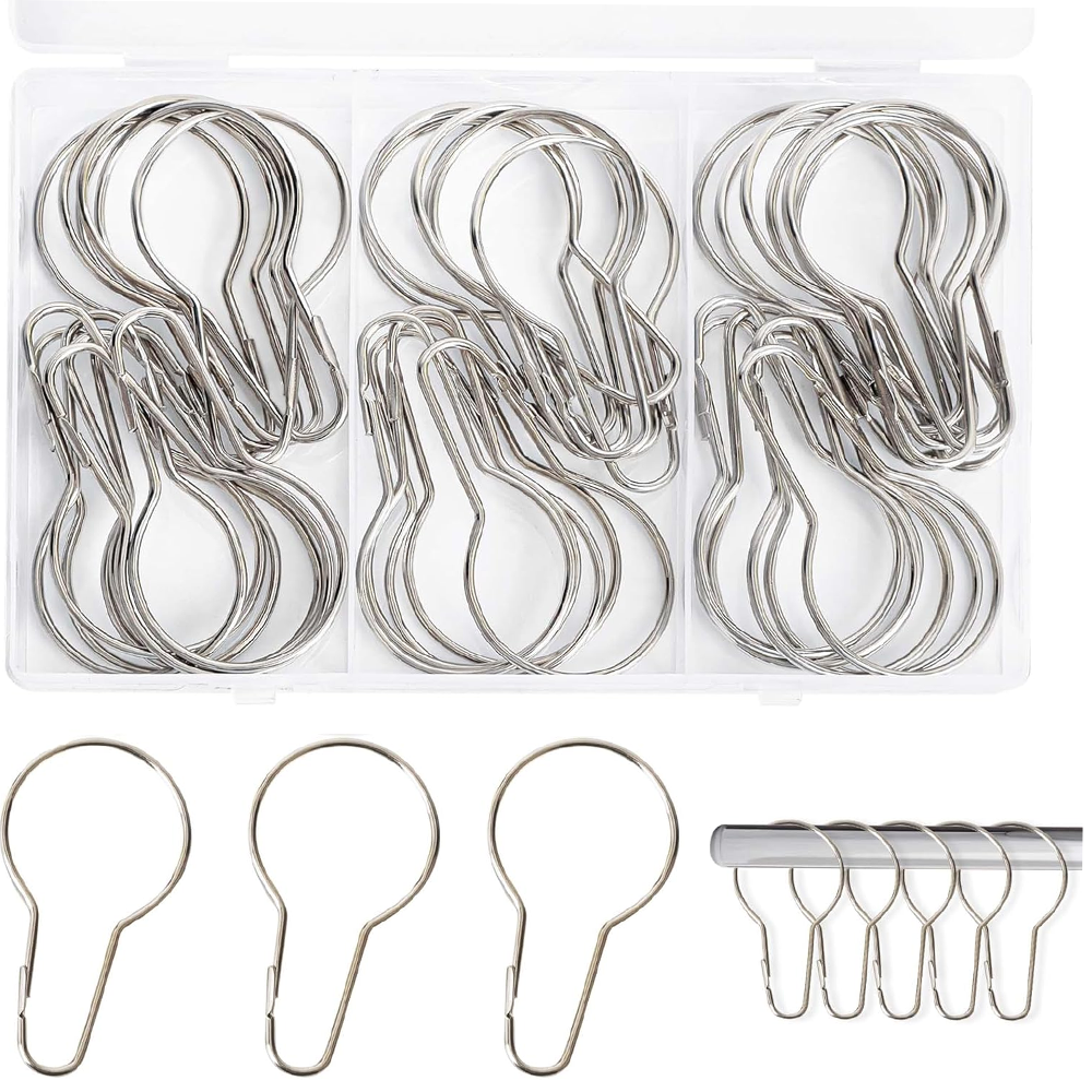 40 Duschvorhangringe, Vorhangringe Für Badezimmer, Wohnzimmer, Schlafzimmer, 6,8 X 3,8 Cm (silber)