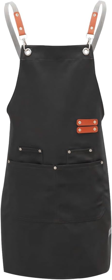 Küchenschürze Aus Canvas, Arbeitsschürze Für Damen Und Herren, Kochschürze Mit Verstellbarem Riemen Und 3 Taschen, Küchenschürzen