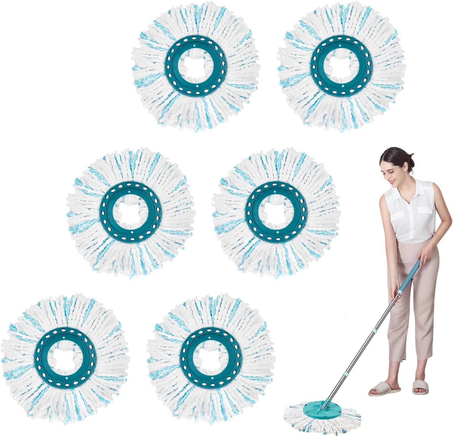 6-teiliges Ersatzmopp-set, Mikrofaser-ersatzmopps, Clean Twist Disc Mop Micro Kit, Ersatzmoppkopf Für Bodenreinigung