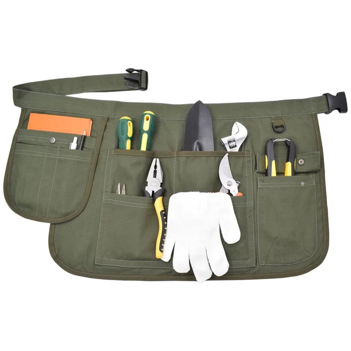 Werkzeugschürze, Kurze Segeltuchschürze, Mehrzwecktasche, Aufbewahrung, Gürtel, Verstellbare Schnalle, Garten, Damen