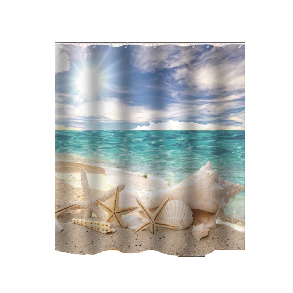 Duschvorhang Aus Polyester, 180 X 200 Cm, Schimmelresistent, Waschbar, Wasserdicht, Maritimer Stil, 12 C-haken, Badezimmer, Zuhause, Badewanne, Duschkabine, Familie, Hotel, Farbe