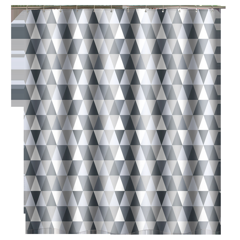 Duschvorhang 180 X 200 Cm, Maschinenwaschbares Polyester Mit Beschwertem Saum Und 12 Haken, Für Badezimmer, Dreiecksmuster, Farbe