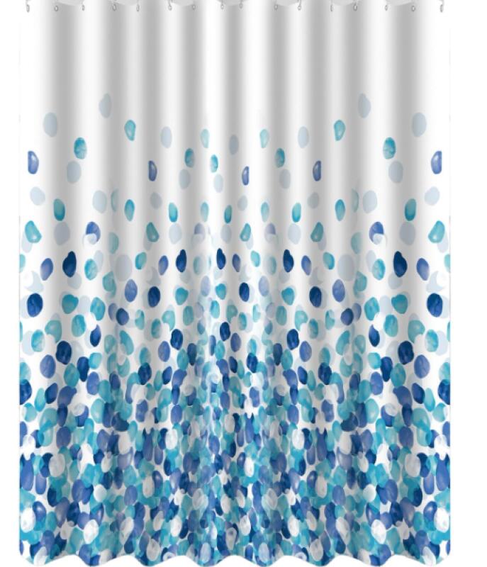 Duschvorhang, 180 X 180 Cm, Waschbarer Polyester-duschvorhang Mit 12 Haken, Badewannenvorhang Für Badezimmer, Blaues Blasenmuster, Blau-weiß