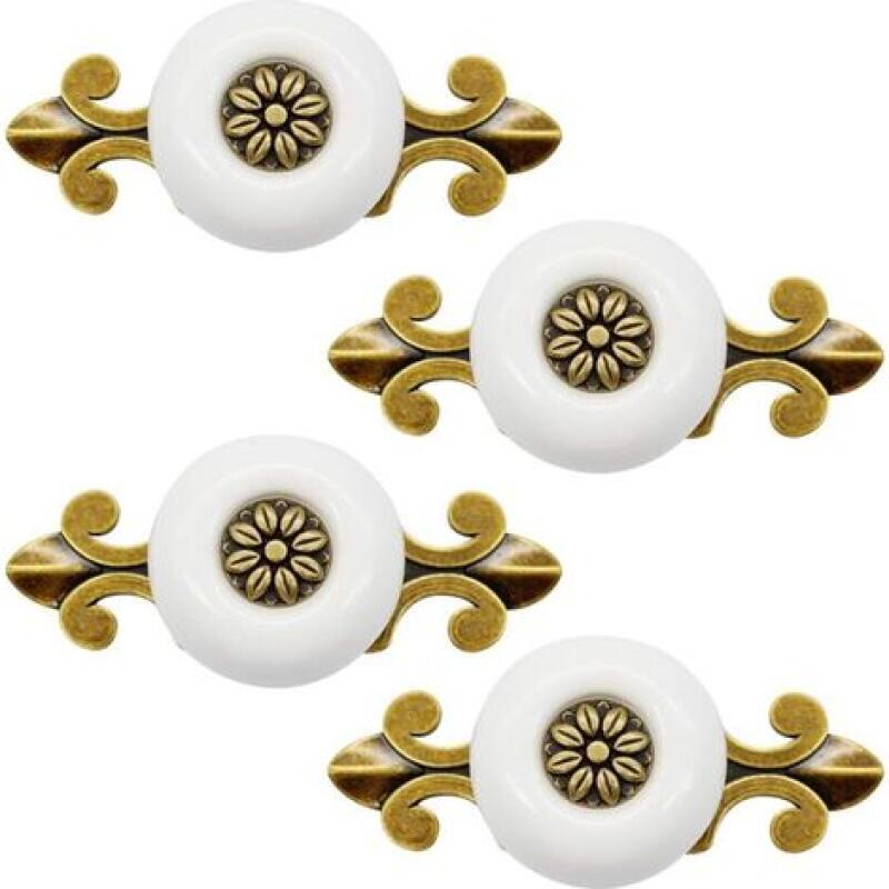 4-teiliges Keramik-türgriffset Mit 2,5 Cm Schrauben, Weiß, Vintage-klassischer Schrankgriff, Schubladengriff Für Küche Und Wohnzimmer