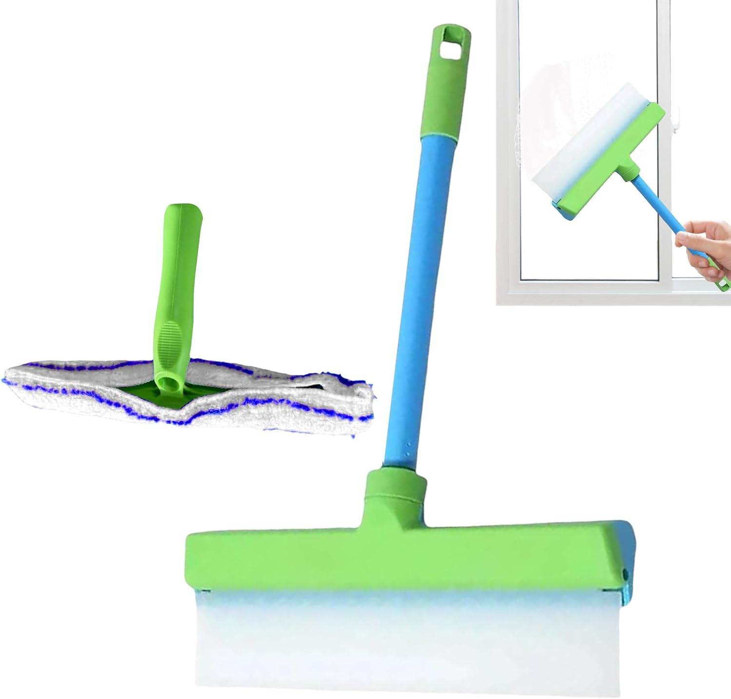 Abzieher Fürs Badezimmer Silikonabzieher Für Fenster Und Duschwände, Schaberreiniger Für Haushalt, Küche, Bad, Wände, Böden, Auto, 43,5 X 29,5 Cm, Blau Und Weiß
