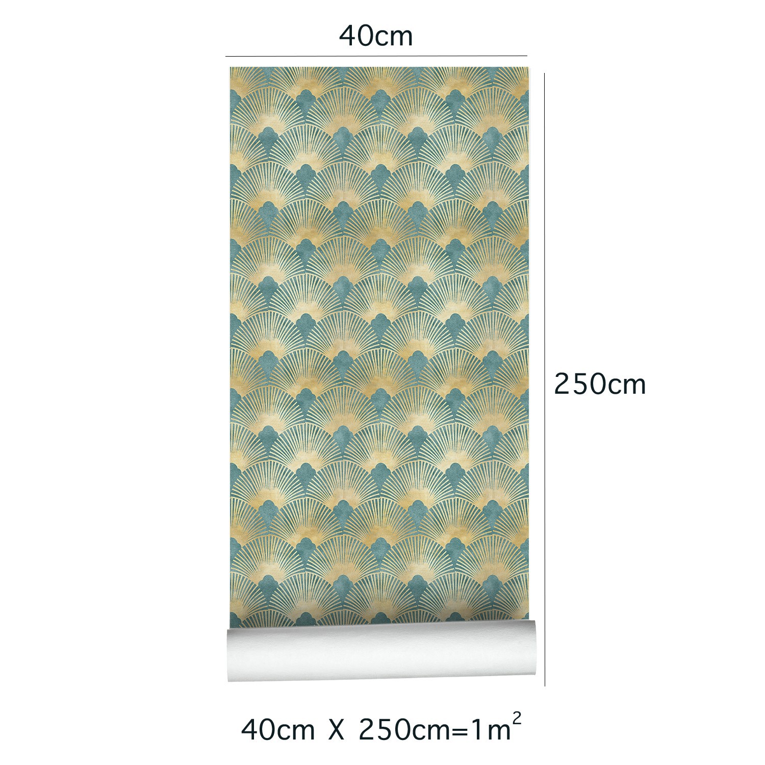 Vliestapete Mit Grün-goldenem Art-déco-muster – 2,5 M X 0,4 M