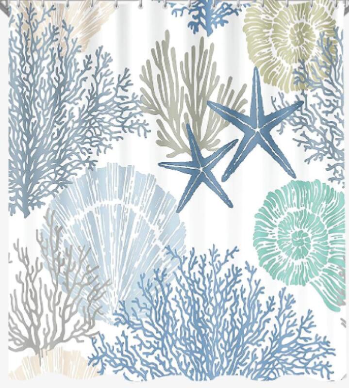 Duschvorhang 180 X 180 Cm, Schimmelresistentes Material, Seegrasmuster, Wasserdicht, Waschbar, Polyester, Mit 12 Ösen Und Duschvorhangringen, Für Badezimmer, Farbe