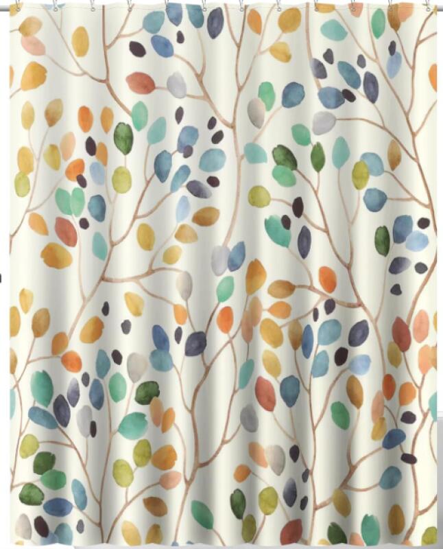 Anti-schimmel-duschvorhang, 180 Cm X 200 Cm, Florales Muster, Waschbarer, Wasserdichter Stoff, Inklusive 12 Haken, Farbe