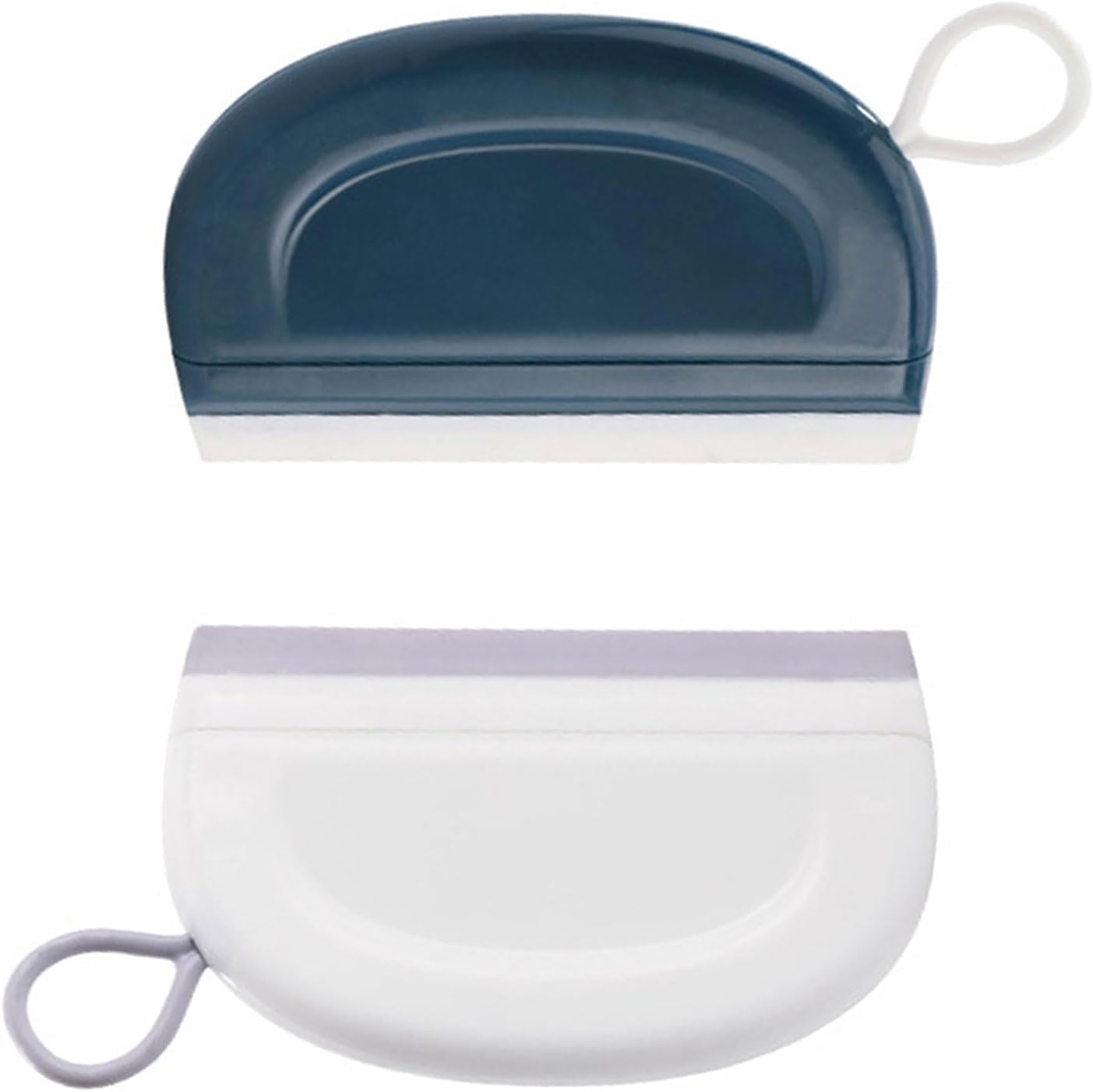 Set Mit 2 Duschabziehern, Mini-fensterabzieher Aus Flexiblem Silikon Für Duschtüren, Badezimmer Und Küche, 11 X 7,3 Cm (einer Weiß, Einer Blau)