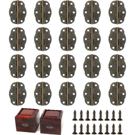 20 Mini-scharniere Mit 120 Schrauben, Mini-schlaufenscharniere, Mini-klappscharniere, Kleine Möbelscharniere In Antikbronze
