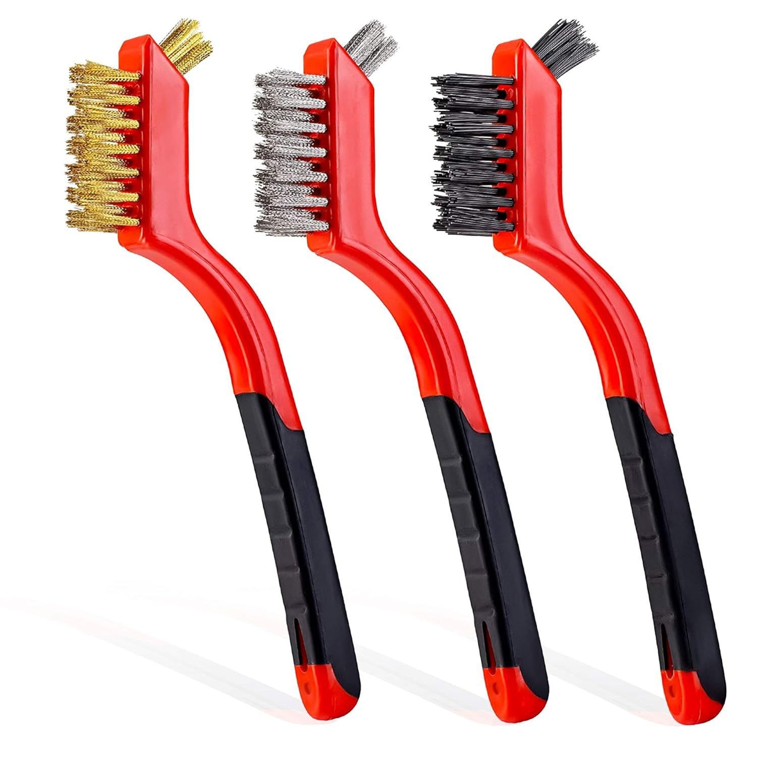 3-teiliges Set Aus Drahtbürsten Mit Reinigungsschaber Und Nylonbürsten Zur Reinigung Von Grills, Schweißschlacke Und Rost