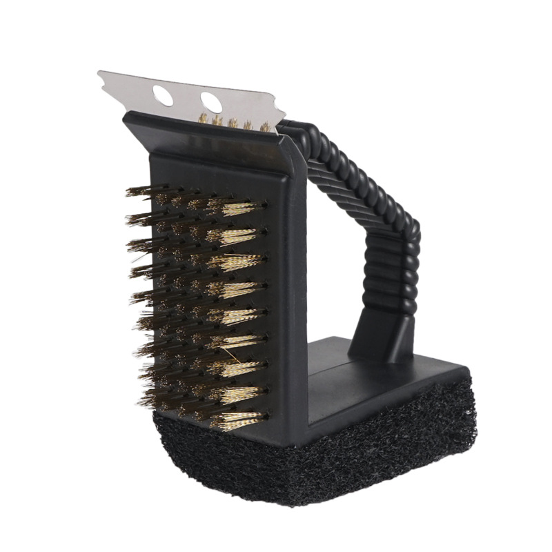 2-teiliges 3-in-1 Reinigungsbürstenset: Schaumstoff + Kupfer + Edelstahlschaber, Ideal Für Grills Und Grillplatten, Reinigt Gründlich Und Entfettet.