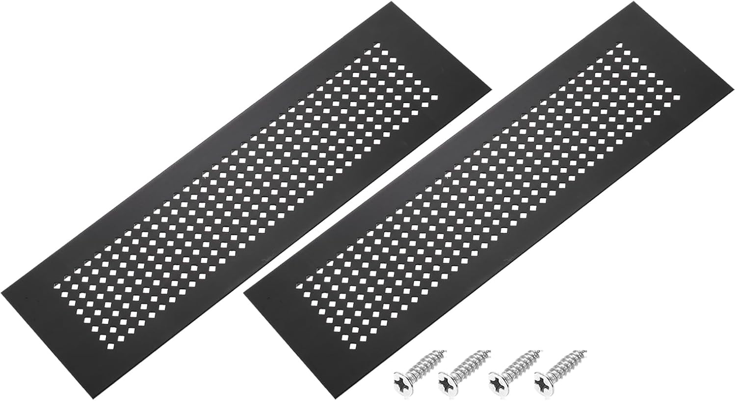 16 X 3 Zoll Türlüftungsgitter, 2 Stück, Diamantperforiertes Aluminium-lüftungsgitter Mit Befestigungsschrauben, Schwarz