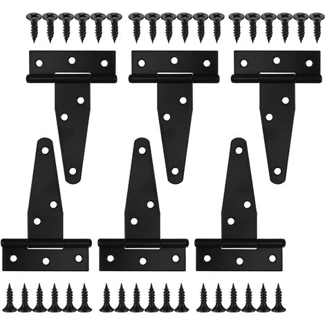 Set Mit 6 Schwarzen T-förmigen Türbändern – Metall-türbänder – Türbänder Für Schuppentüren Und Scheunentüren