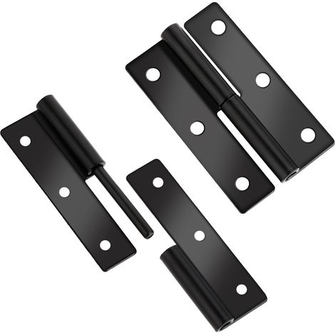 Set Mit 2 Mattschwarzen, Abgerundeten Türscharnieren, 6,2 Cm, Edelstahl, Abnehmbar, Rostfrei, Geräuschlos, Robust