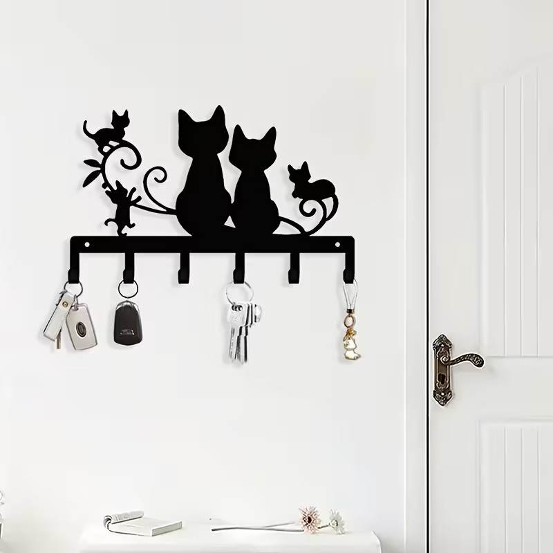 Stück Badezimmerhaken, Garderobenhaken, Geeignet Für Badezimmer, Küche, Wohnzimmer, Toilette, Schraubmontage, Mit Kätzchen- Und Blumenmotiven