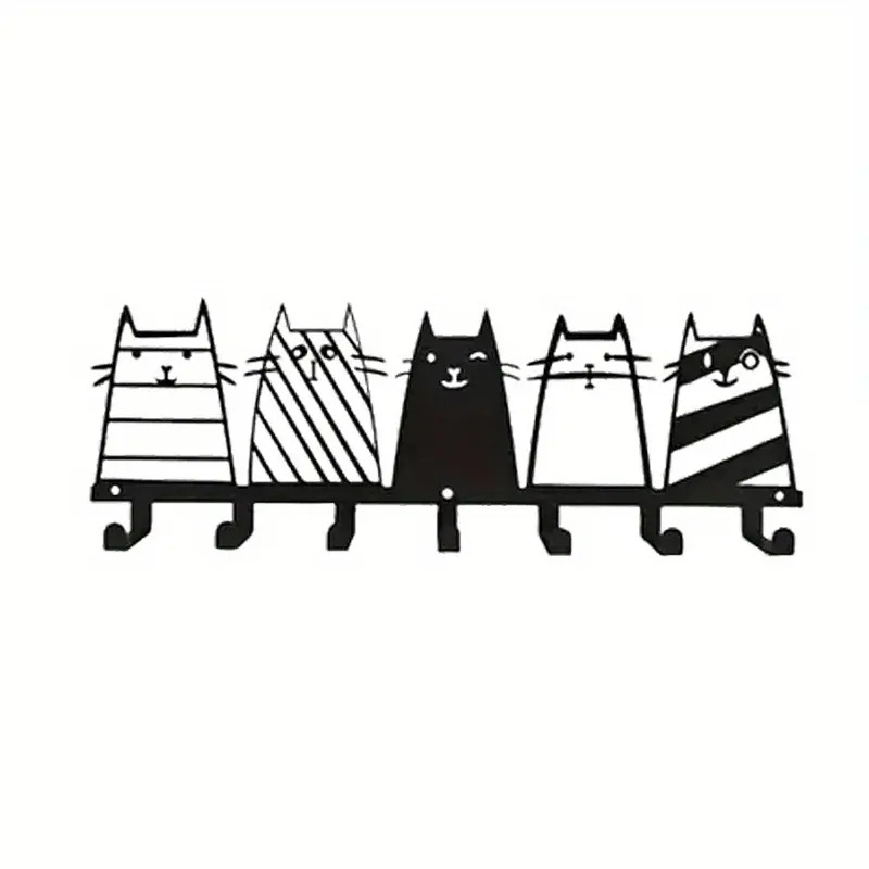 Stück Badezimmerhaken, Garderobenhaken, Geeignet Für Badezimmer, Küche, Wohnzimmer, Toilette, Schraubmontage, Abstraktes Katzenmotiv